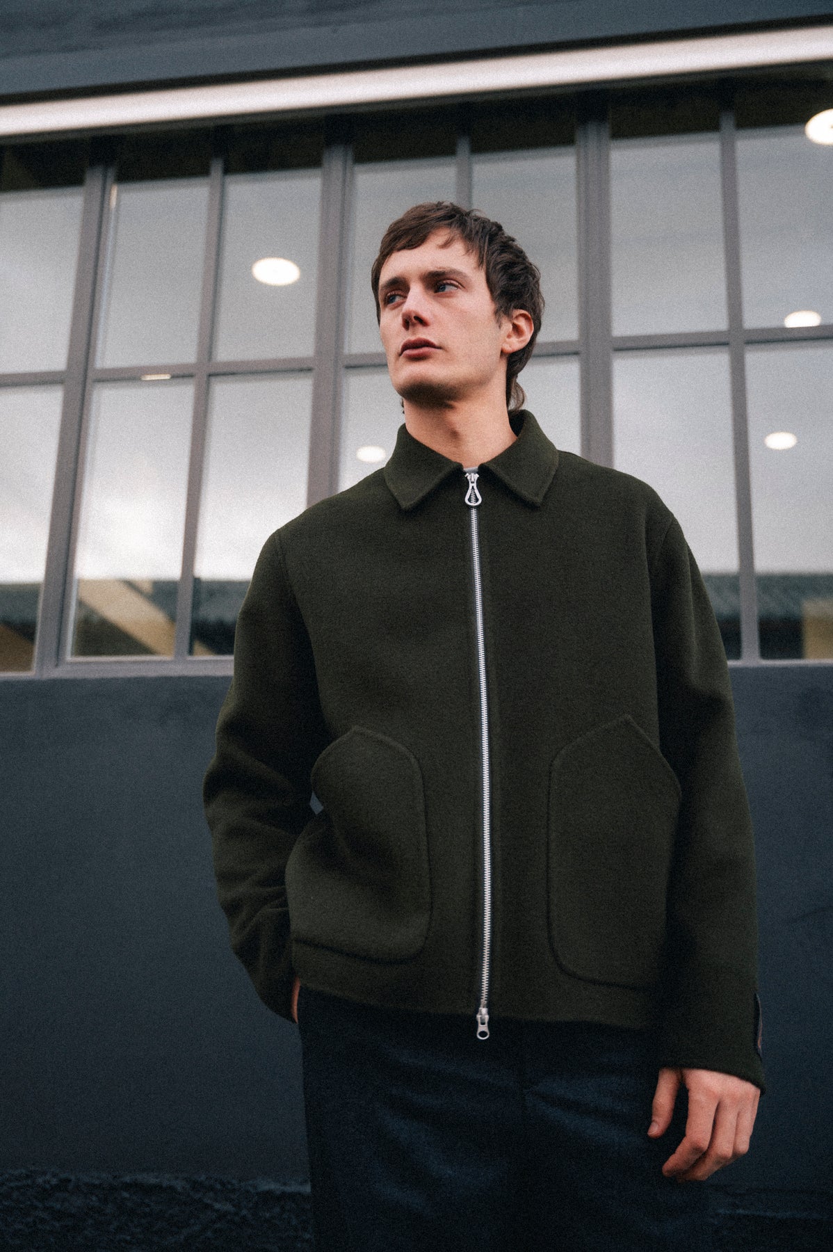 Paltò Giubbotto in Lana con Zip Uomo