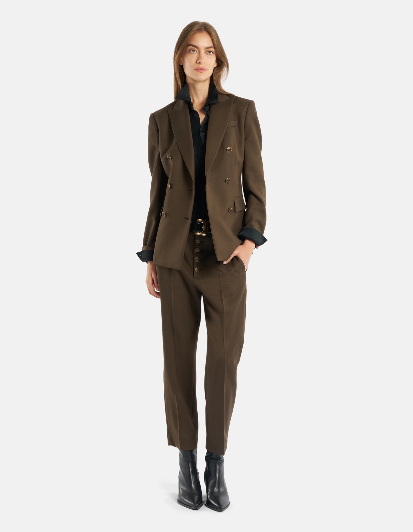 Dondup Pantaloni Nima loose in gabardina di lana Donna