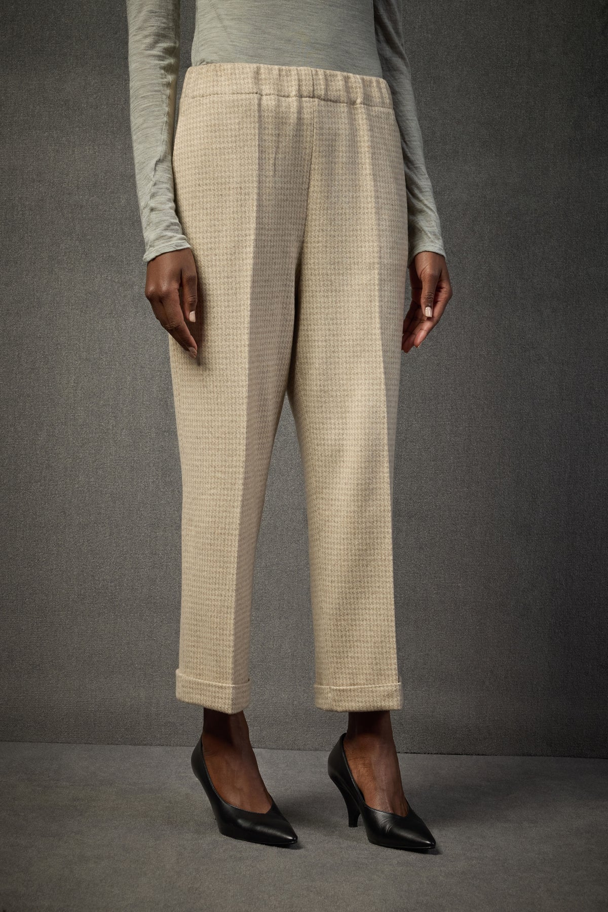 Liviana Conti Pantalone in Lana e Cashmere Pied-De-Poul Donna