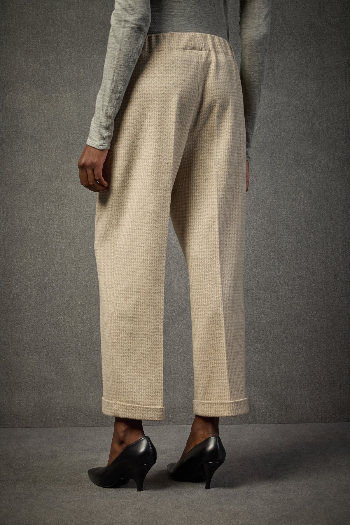 Liviana Conti Pantalone in Lana e Cashmere Pied-De-Poul Donna