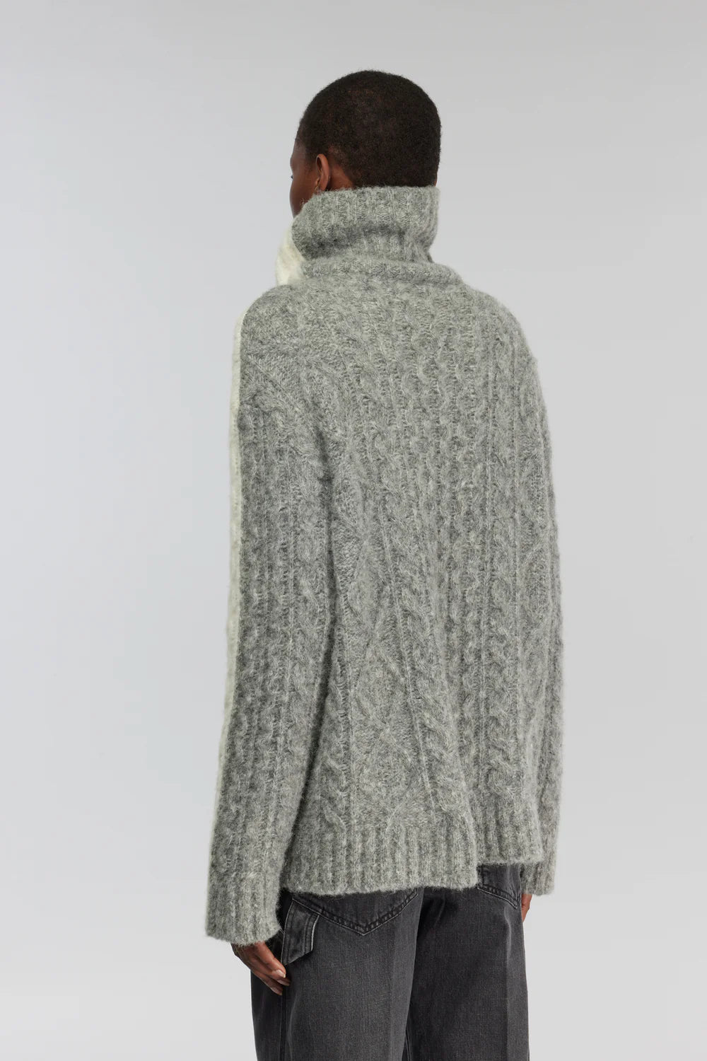 Semicouture Dolcevita Bi-color con Dettaglio Mix Punti in Misto Alpaca Donna