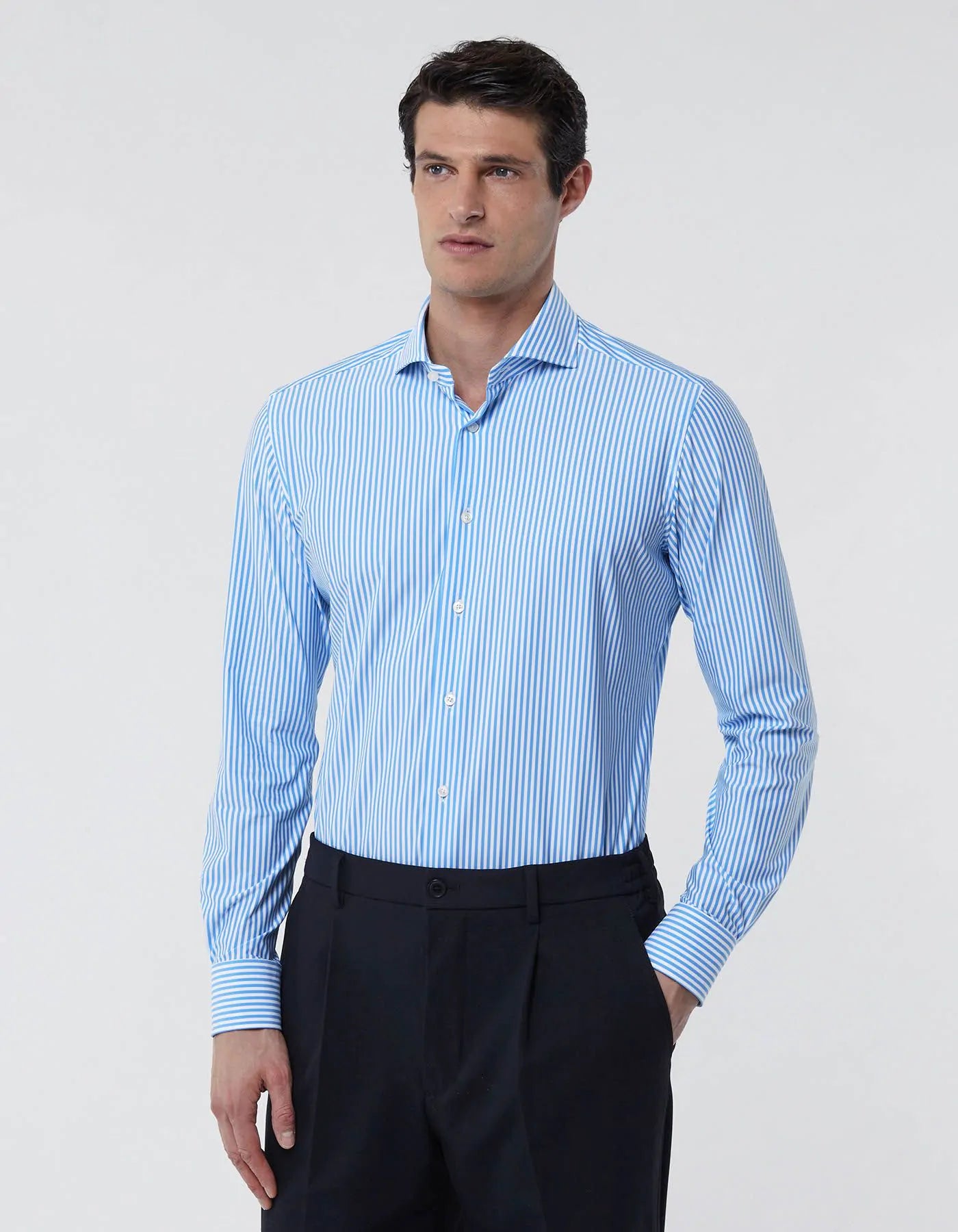 Xacus Camicia Active Tailor Fit Collo francese Righe Uomo