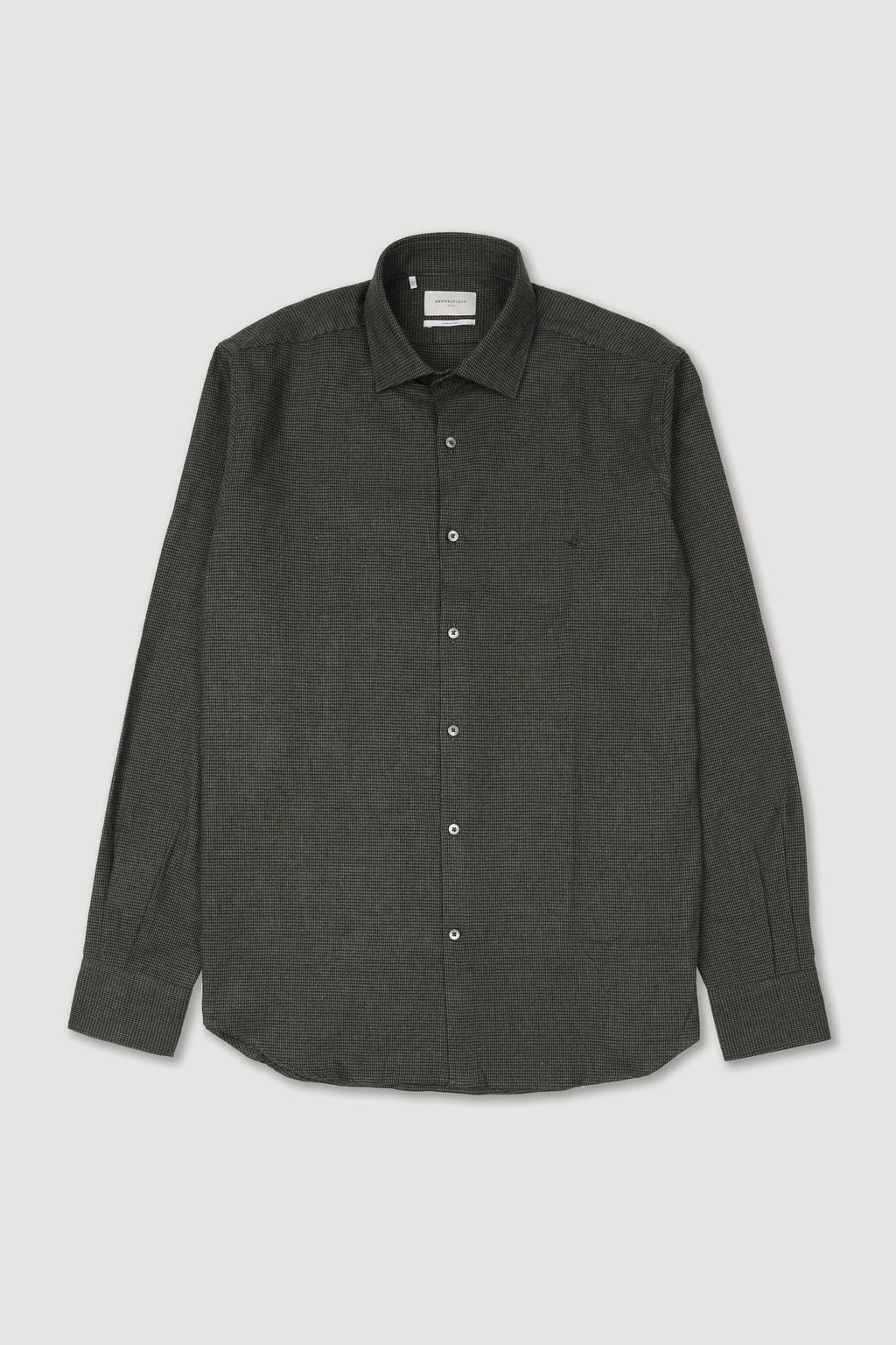 Brooksfield Camicia Pied de Poul Slim Fit con Collo Spread Uomo