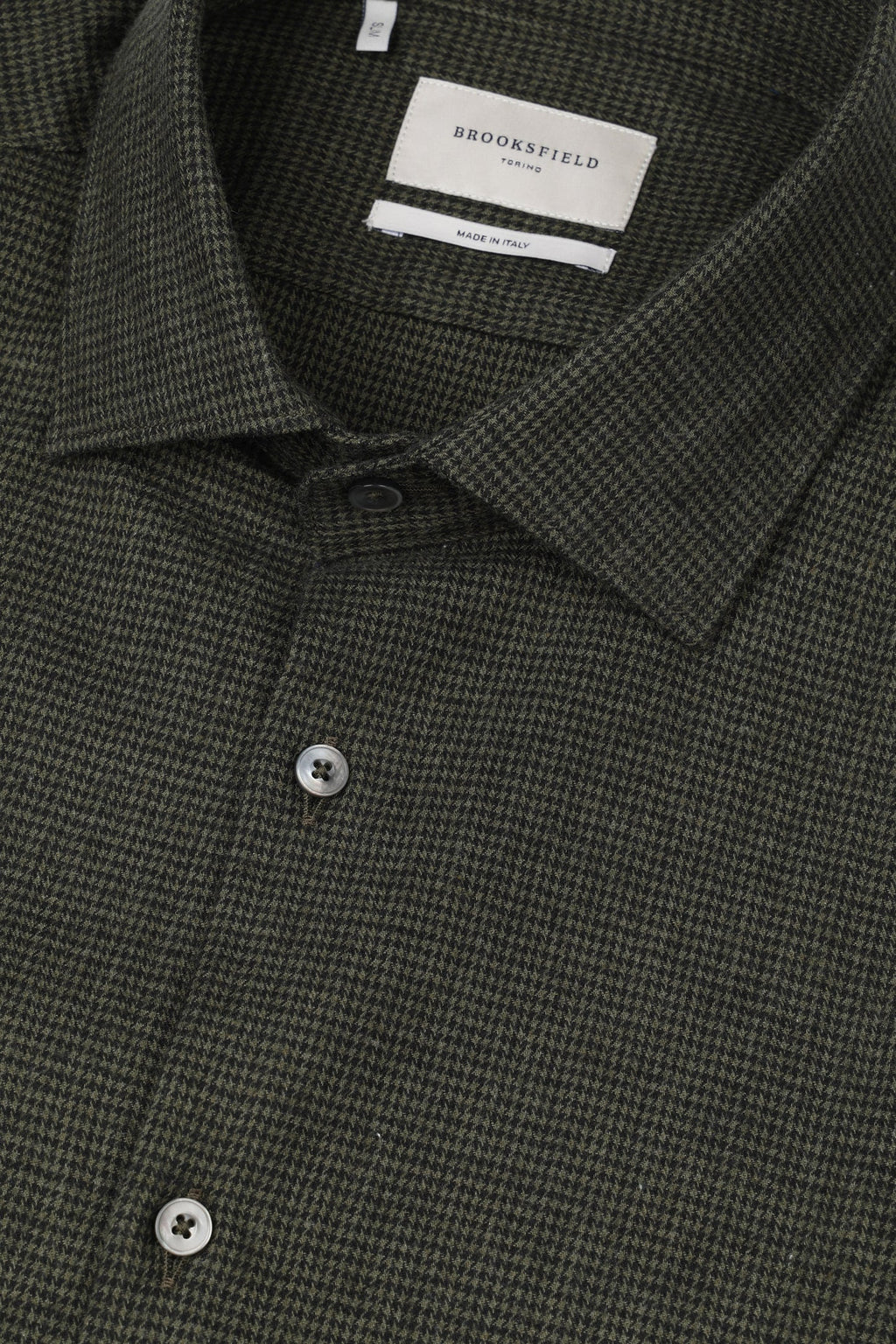 Brooksfield Camicia Pied de Poul Slim Fit con Collo Spread Uomo