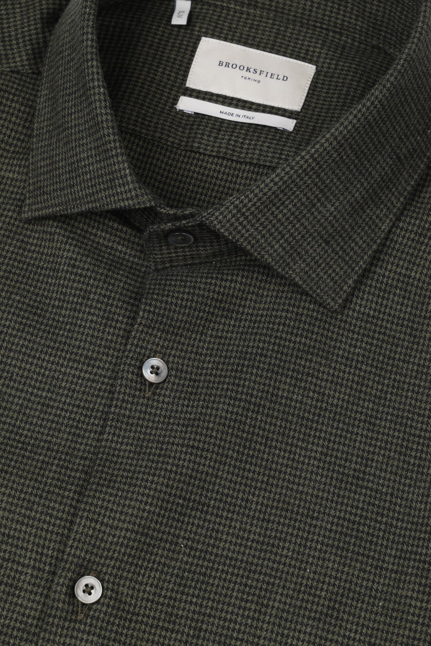 Brooksfield Camicia Pied de Poul Slim Fit con Collo Spread Uomo