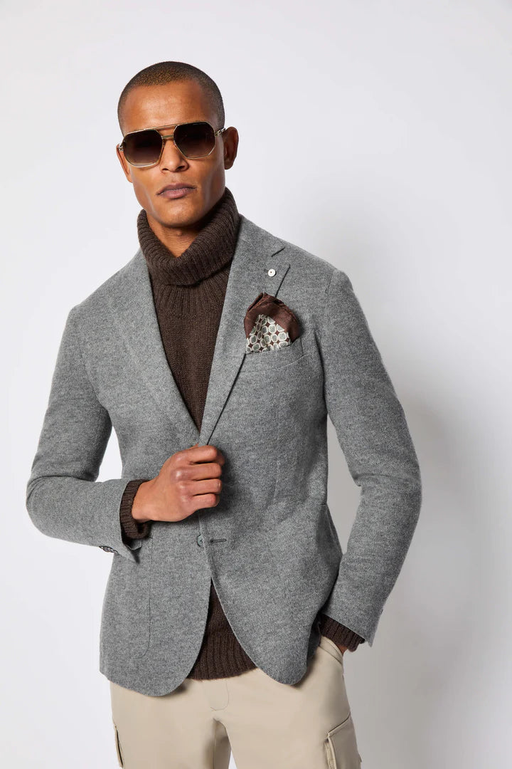 Lbm 1911 Giacca Monopetto in Jersey Sfoderato Misto Cashmere Melange Uomo