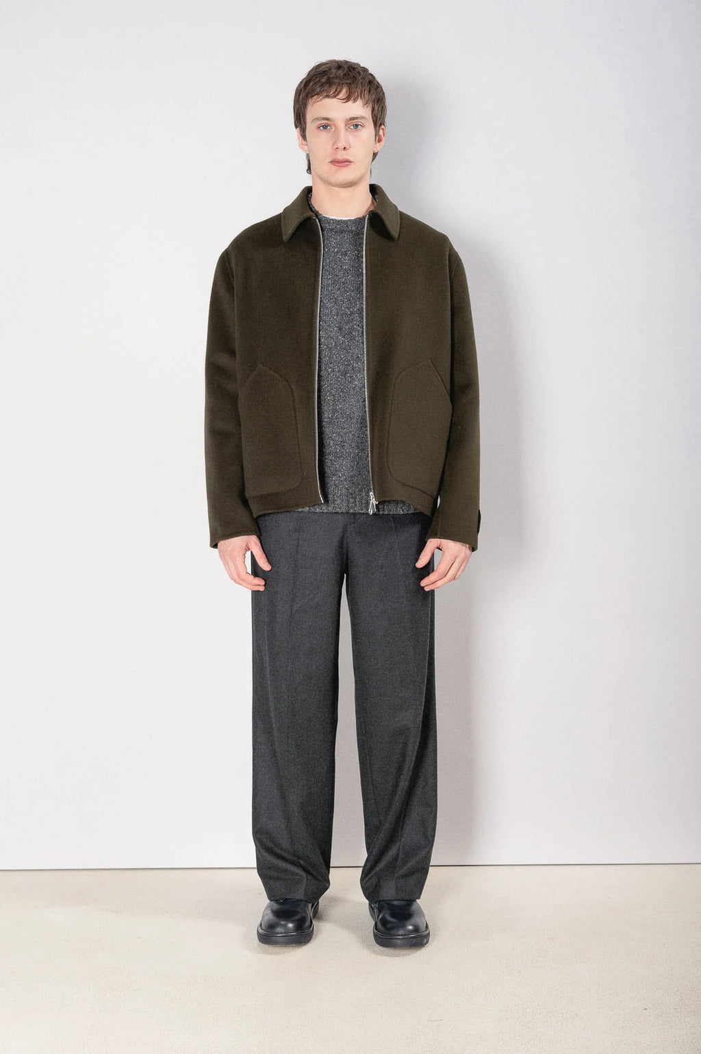 Paltò Giubbotto in Lana con Zip Uomo