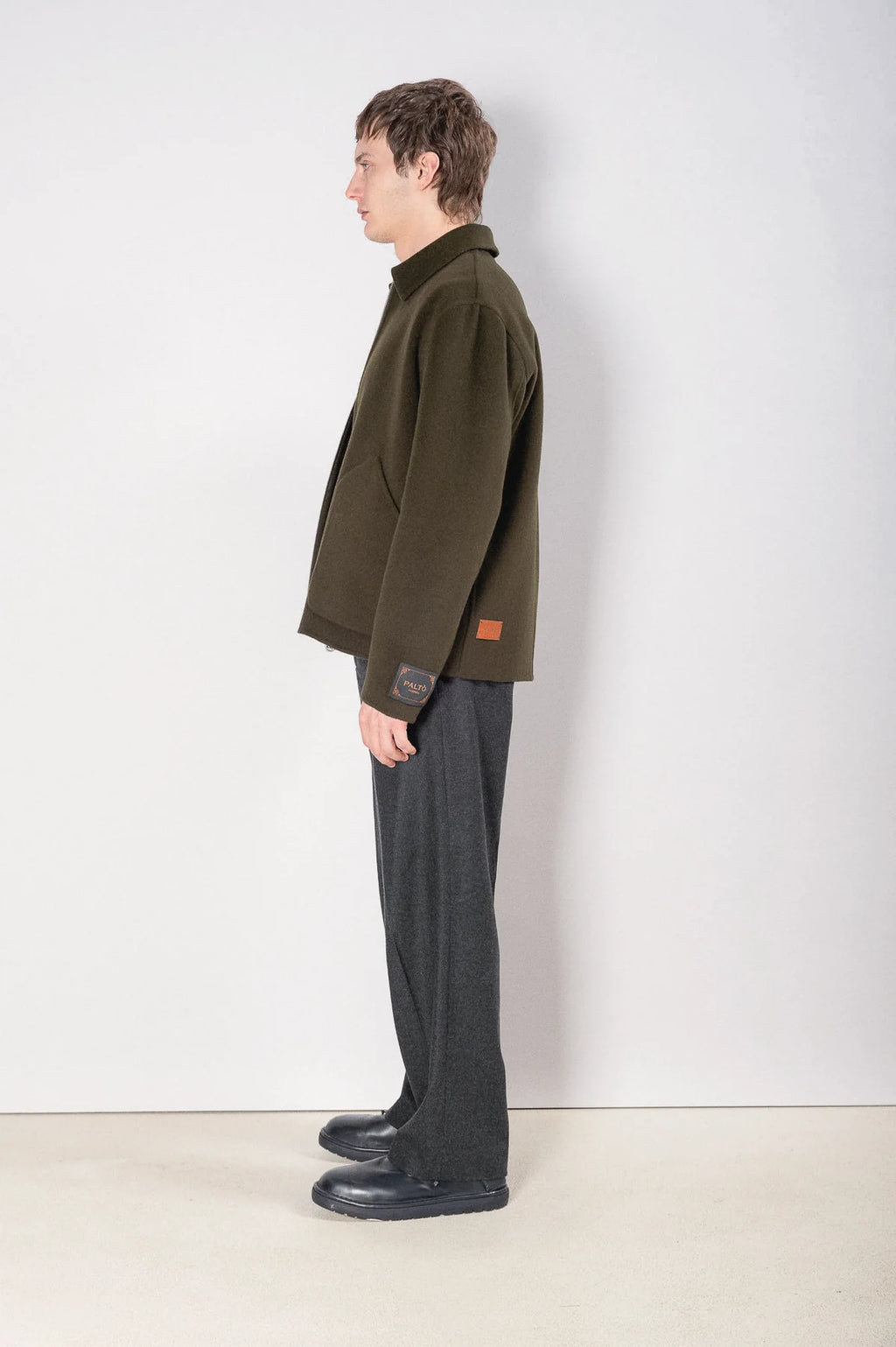 Paltò Giubbotto in Lana con Zip Uomo