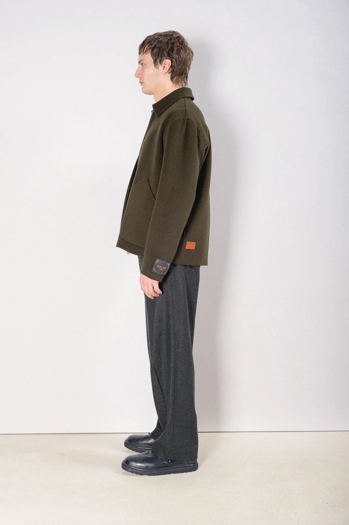 Paltò Giubbotto in Lana con Zip Uomo