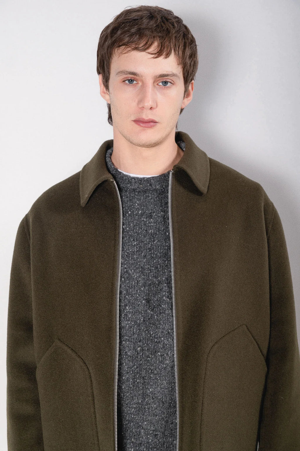 Paltò Giubbotto in Lana con Zip Uomo