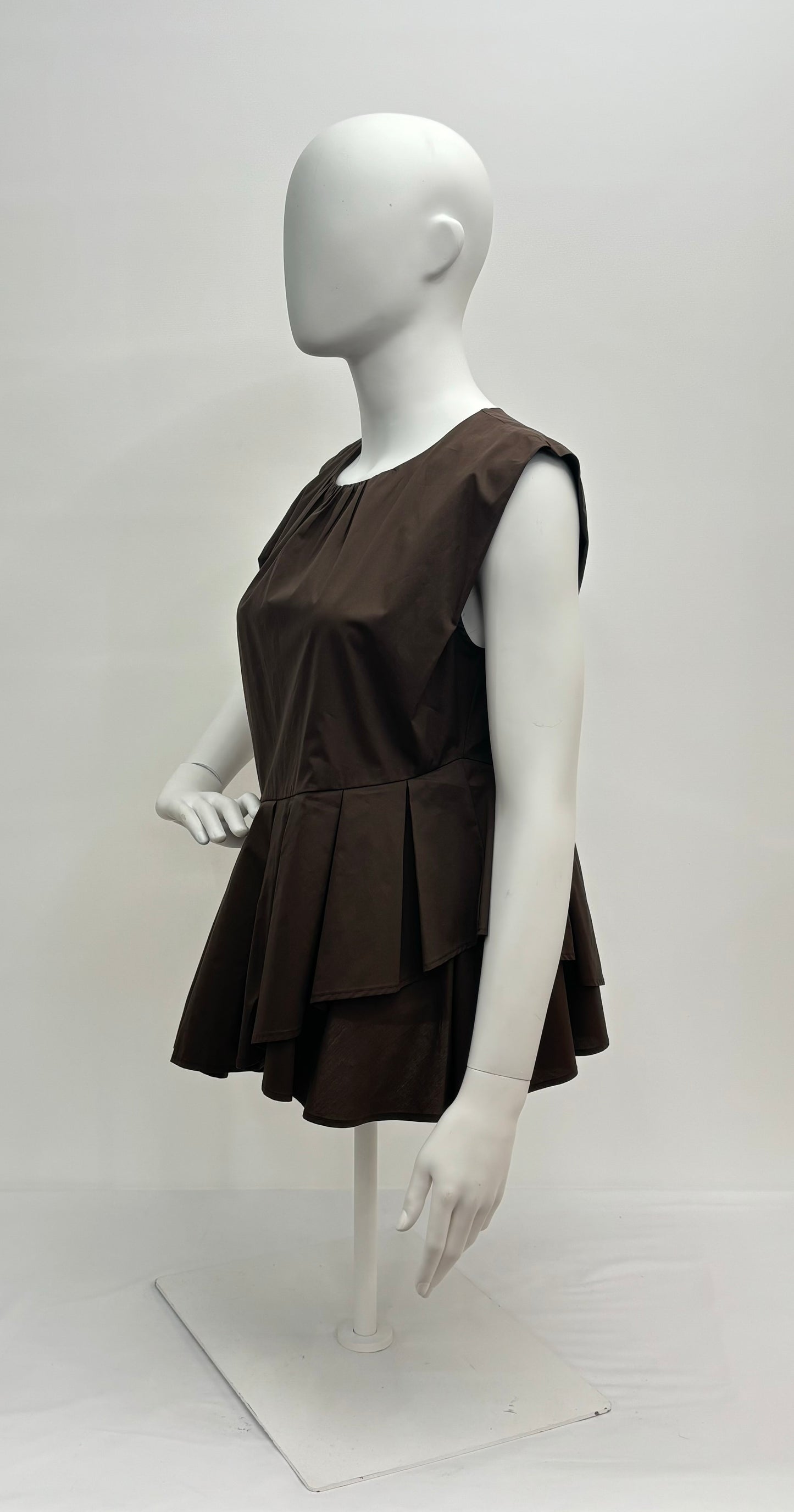 Meimeij Top Smanicato in Popeline Donna