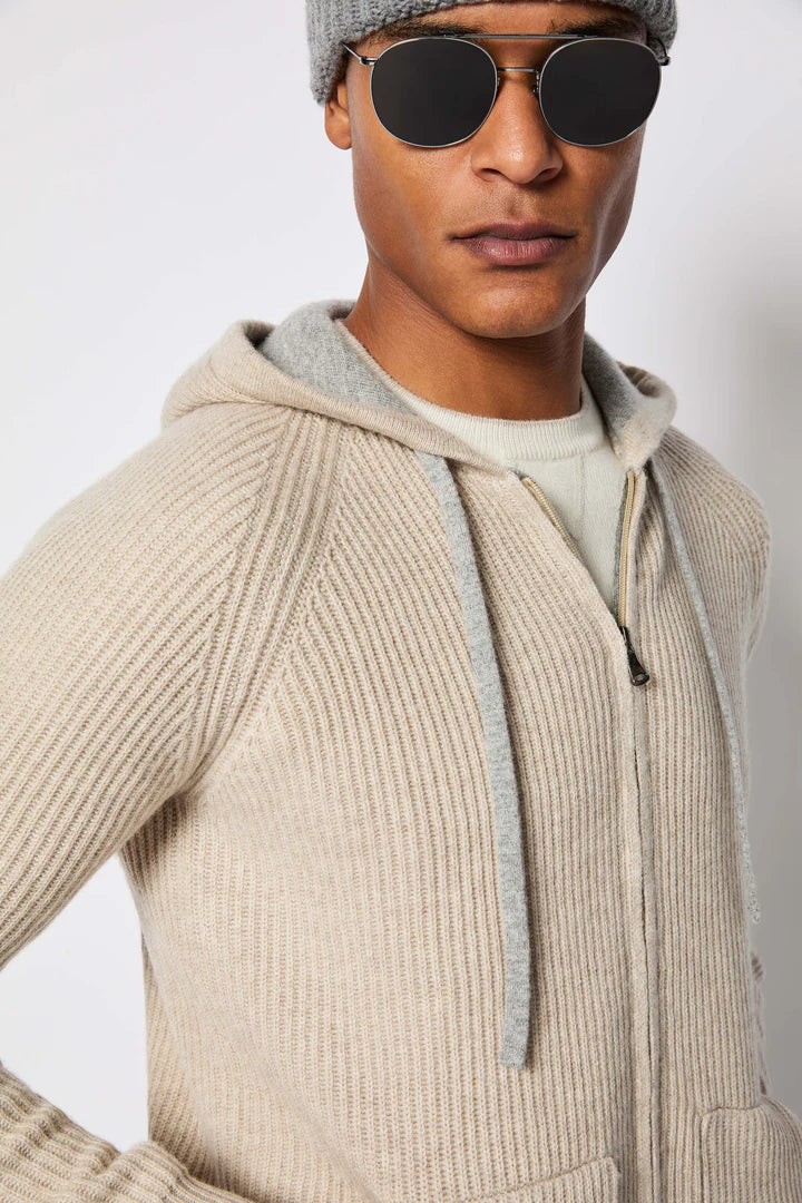 Lbm 1911 Felpa in Maglia con Zip e Cappuccio Uomo