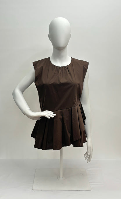 Meimeij Top Smanicato in Popeline Donna
