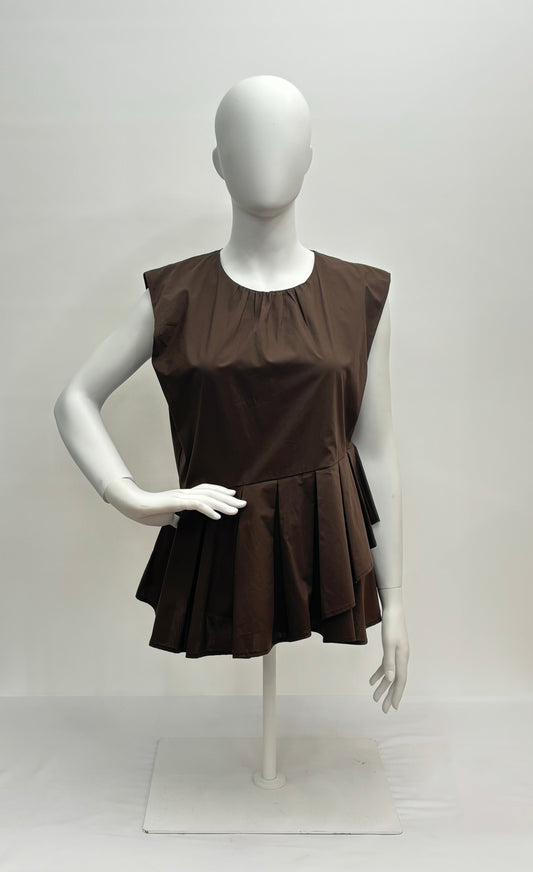 Meimeij Top Smanicato in Popeline Donna