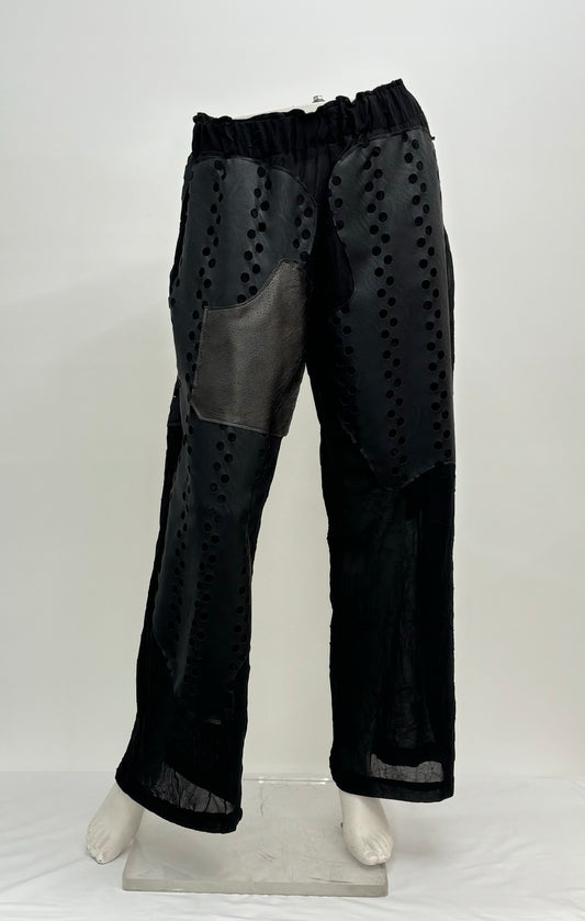 Collection Privèe Pantalone Lungo Ecopelle Forata Donna