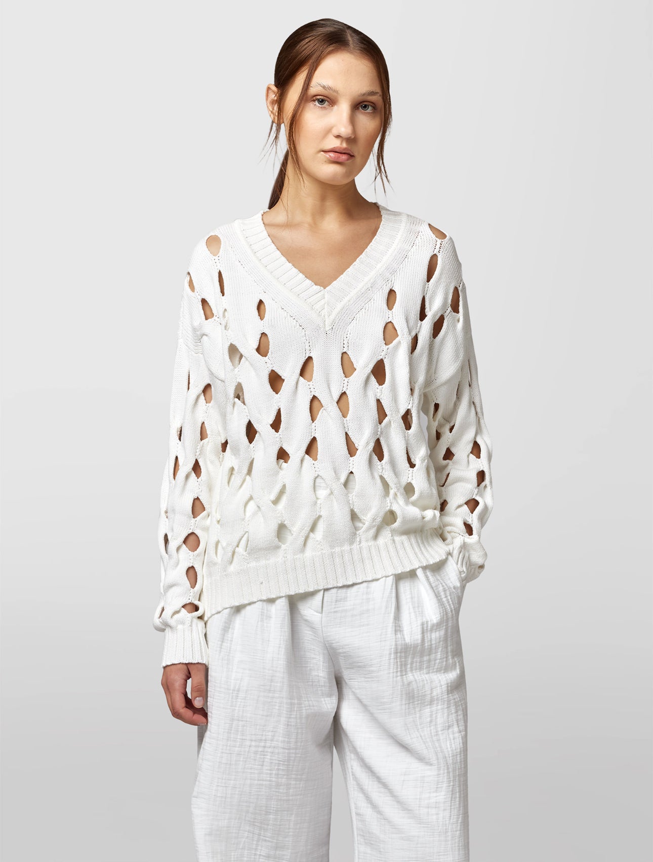 Alpha Studio Maglia V Maxi Traforo Donna