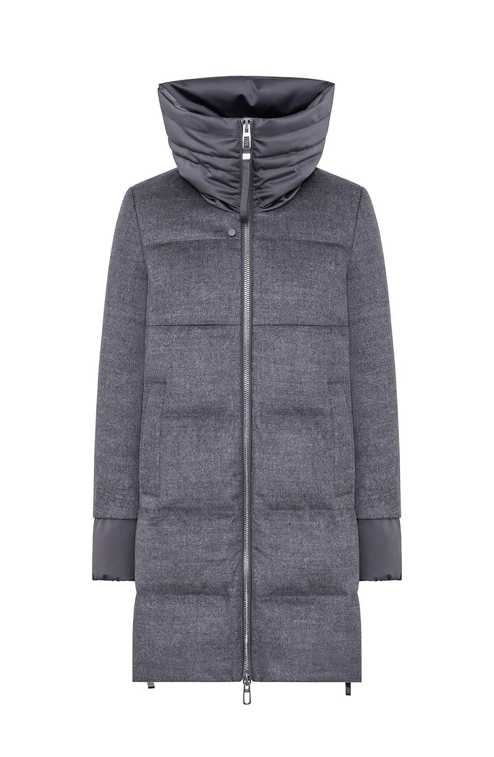 Duno Piumino Trapuntato in Lana Tecnica Con Collo Cratere Donna