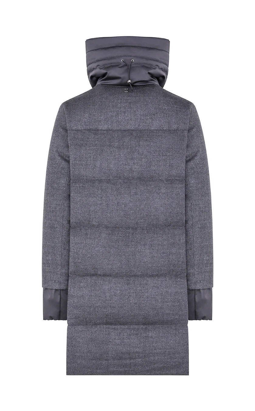 Duno Piumino Trapuntato in Lana Tecnica Con Collo Cratere Donna