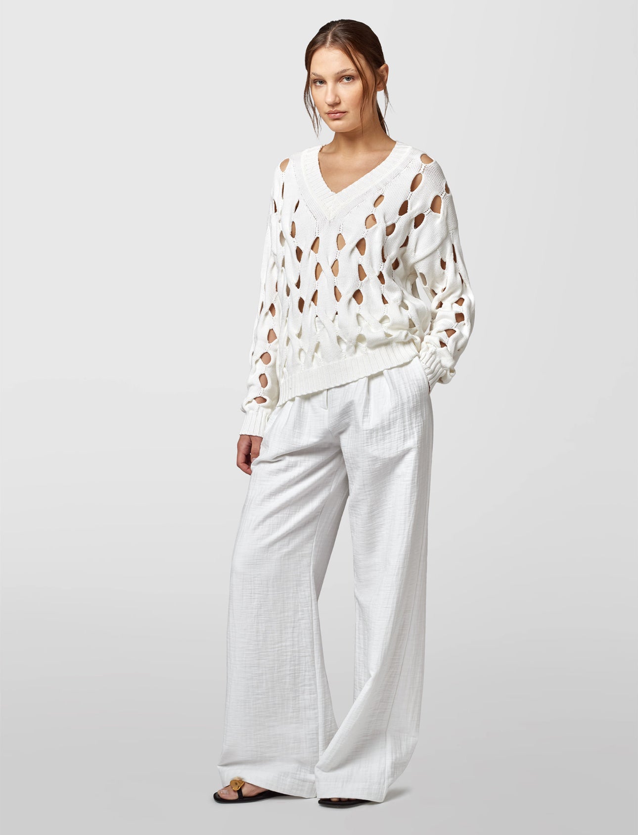 Alpha Studio Maglia V Maxi Traforo Donna