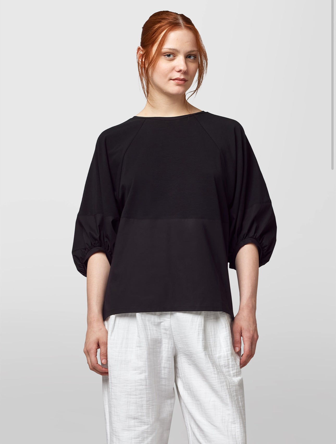 Alpha Studio T-shirt Sbuffo in Jersey e Popeline Donna