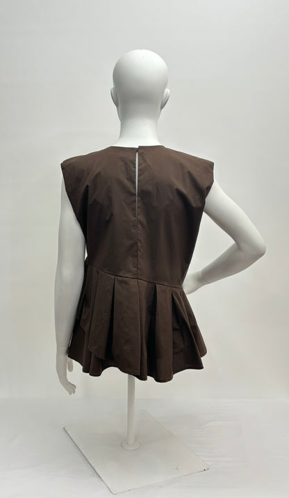 Meimeij Top Smanicato in Popeline Donna