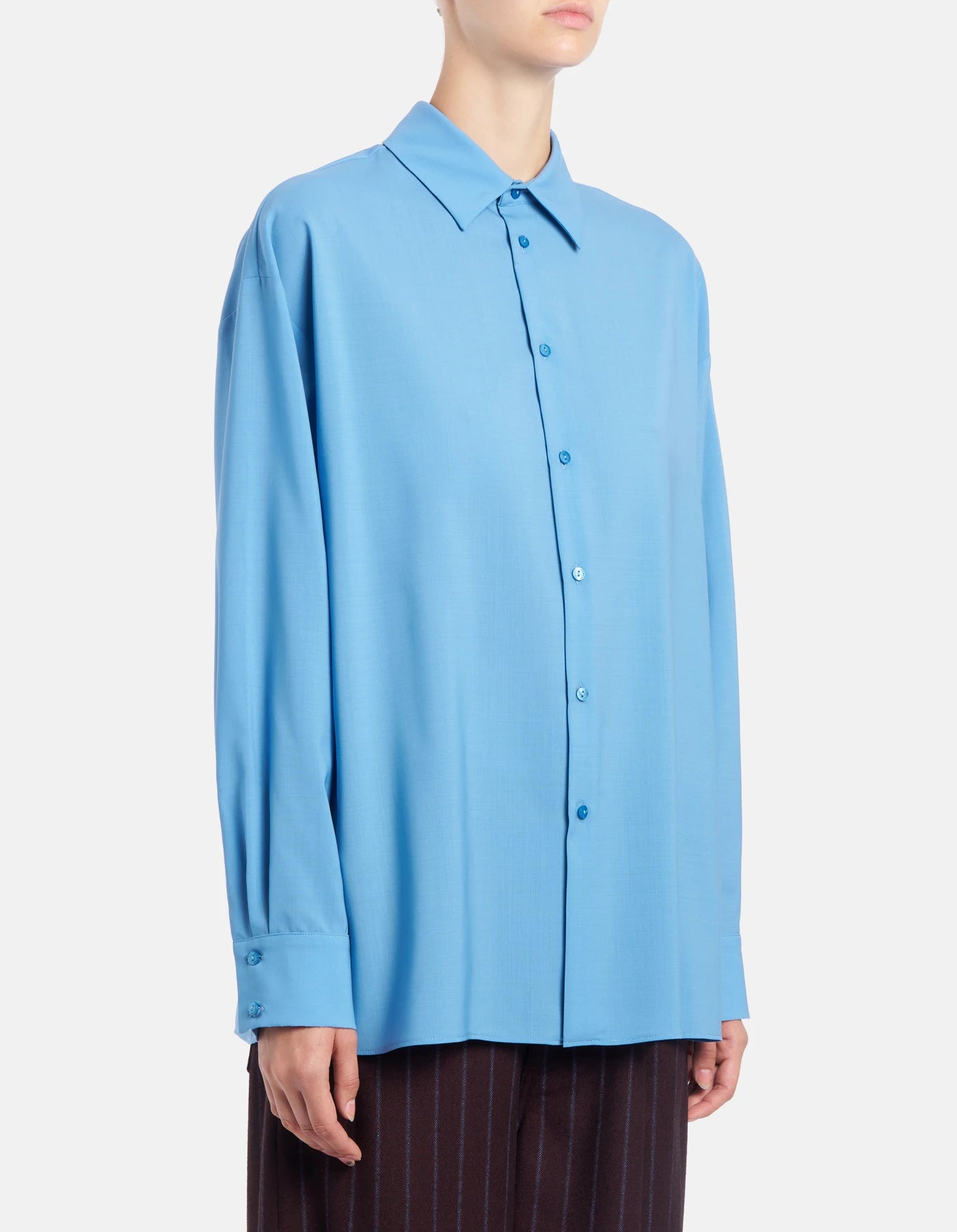 Dondup Camicia loose in popeline di lana extrafine Donna