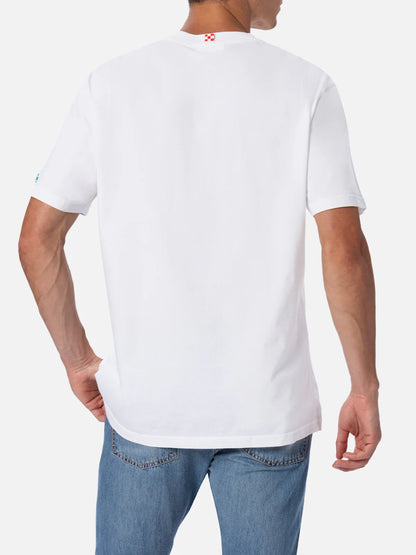 Mc2 Saint Barth T-shirt da Uomo in Cotone Austin con Stampa Orologio e Ricamo