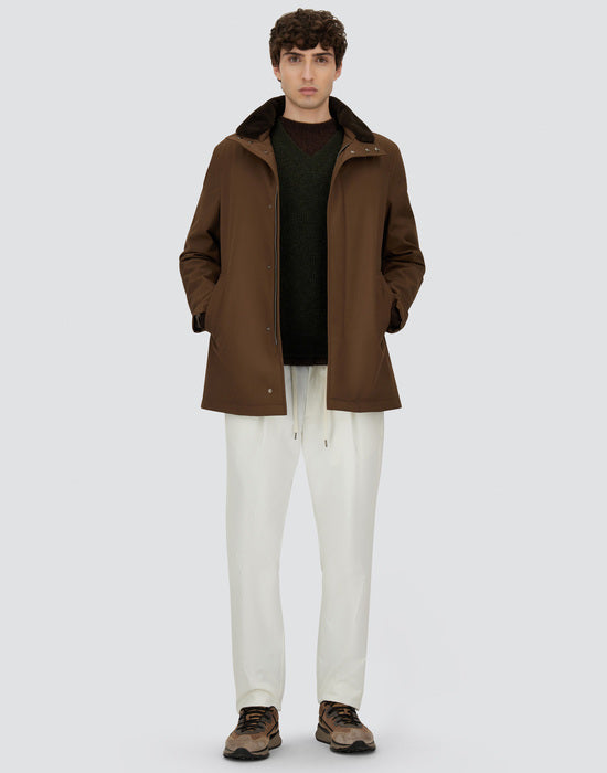 Herno Carcoat in Woolen Melange Twill Uomo