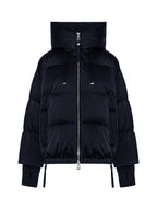 Duno Piumino Corto in Raso co Cappuccio e Coulisse Donna