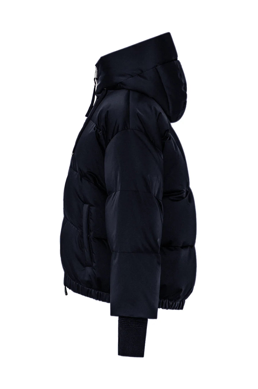 Duno Piumino Corto in Raso co Cappuccio e Coulisse Donna