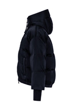 Duno Piumino Corto in Raso co Cappuccio e Coulisse Donna