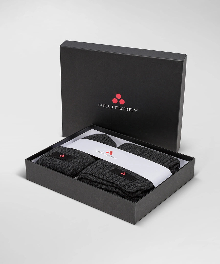 Peuterey Kit Sciarpa e Cappello a Coste