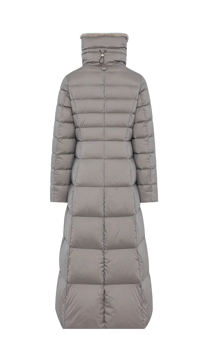 Duno Piumino Lungo Trapuntato con Ampio Collo Donna