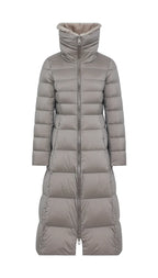 Duno Piumino Lungo Trapuntato con Ampio Collo Donna