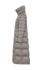 Duno Piumino Lungo Trapuntato con Ampio Collo Donna