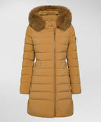 Peuterey Piumino Lungo con Collo Alto e Pelliccia Donna