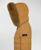 Peuterey Piumino Lungo con Collo Alto e Pelliccia Donna