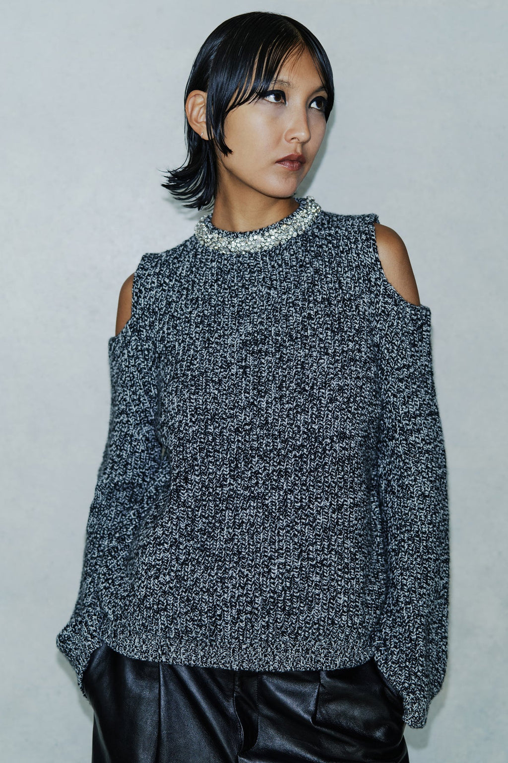 Circus Hotel Maglia Moulinè con Maniche Svasate Donna