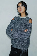 Circus Hotel Maglia Moulinè con Maniche Svasate Donna