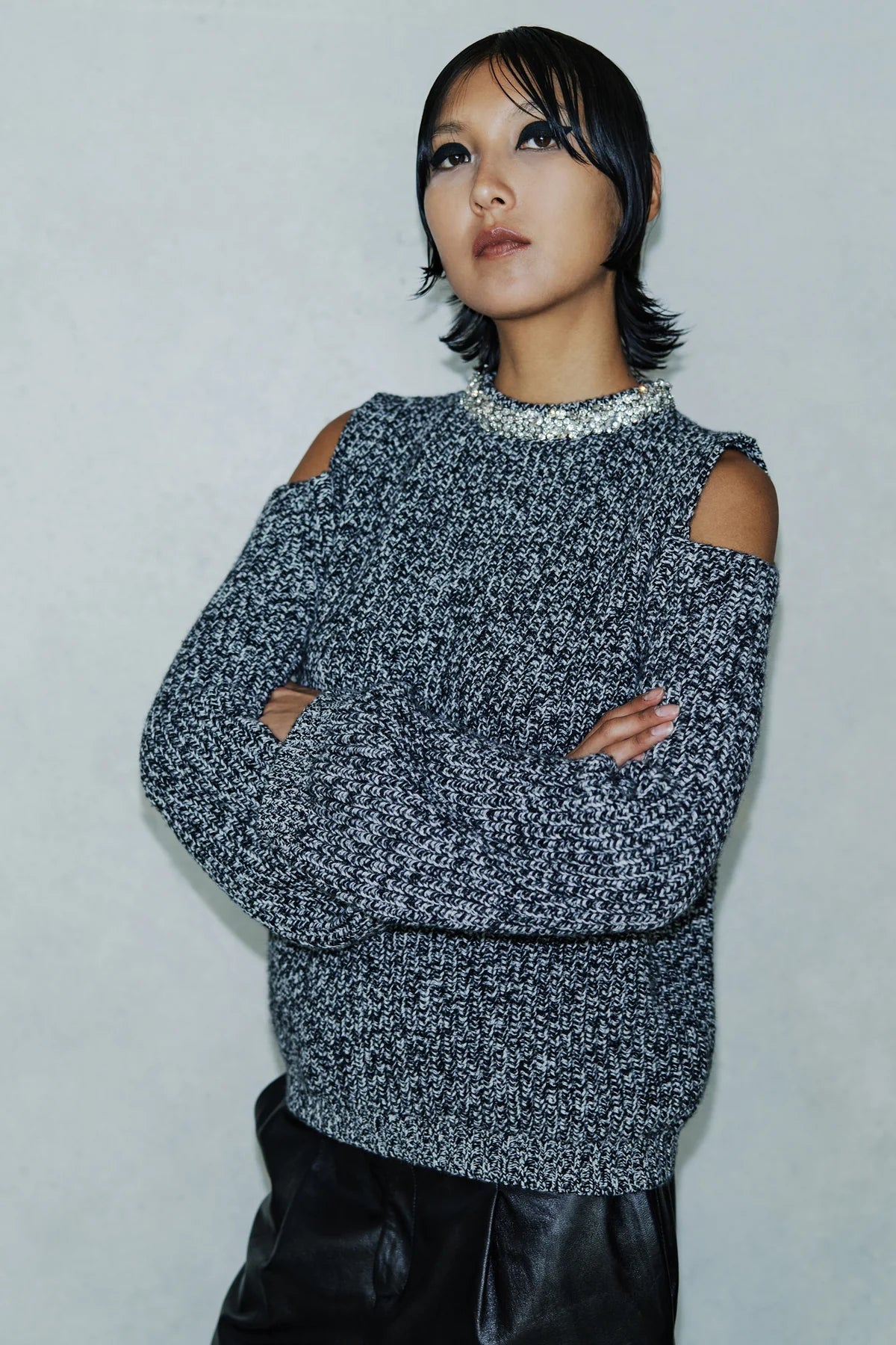 Circus Hotel Maglia Moulinè con Maniche Svasate Donna