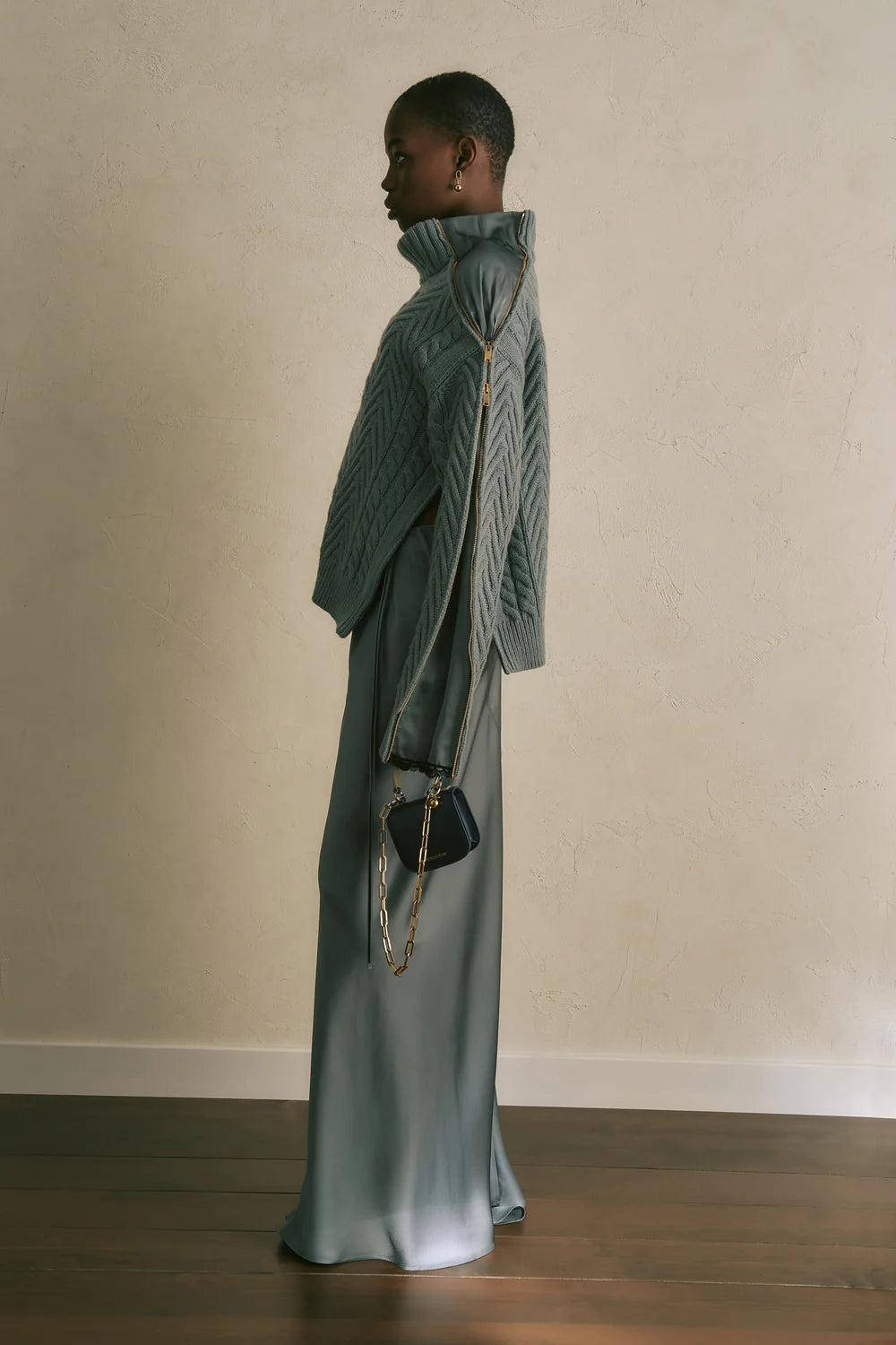 Semicouture Dolcevita con Trecce e Zip su Manica Donna