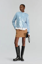 Semicouture Maglia in Misto Cashmere con Ricamo Paillettes All-Over Donna