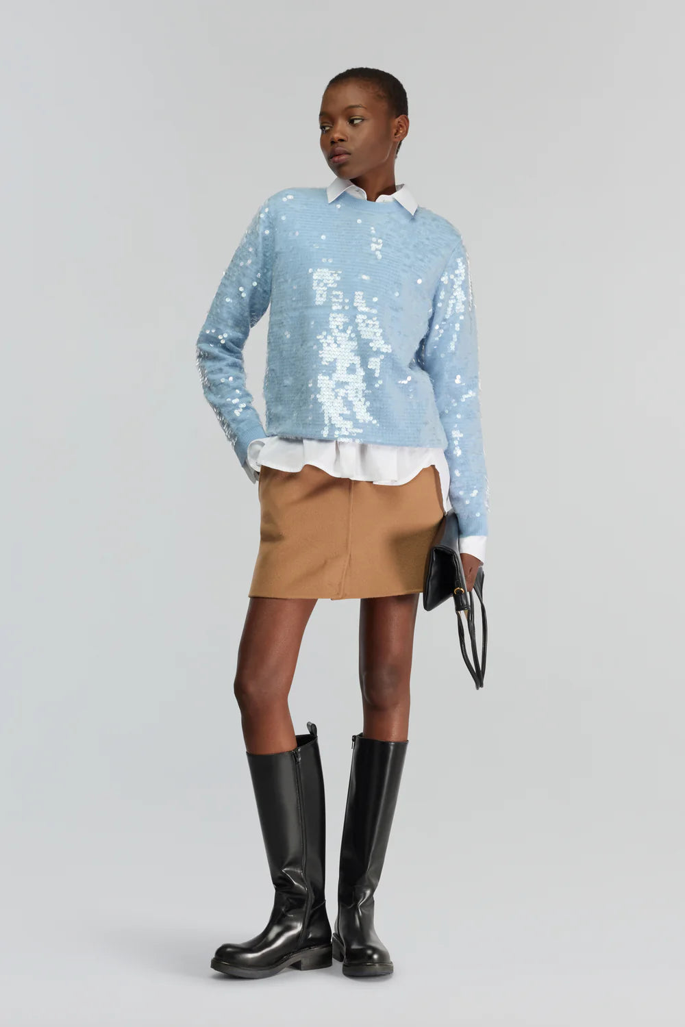 Semicouture Maglia in Misto Cashmere con Ricamo Paillettes All-Over Donna