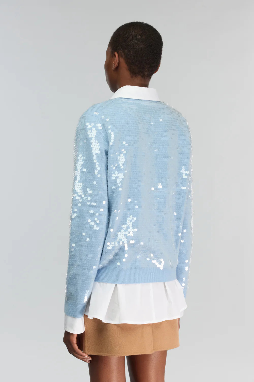 Semicouture Maglia in Misto Cashmere con Ricamo Paillettes All-Over Donna