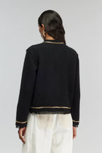 Semicouture Giacca Modello Girocollo con Catene in Misto Alpaca Donna