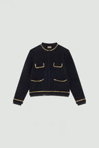 Semicouture Giacca Modello Girocollo con Catene in Misto Alpaca Donna