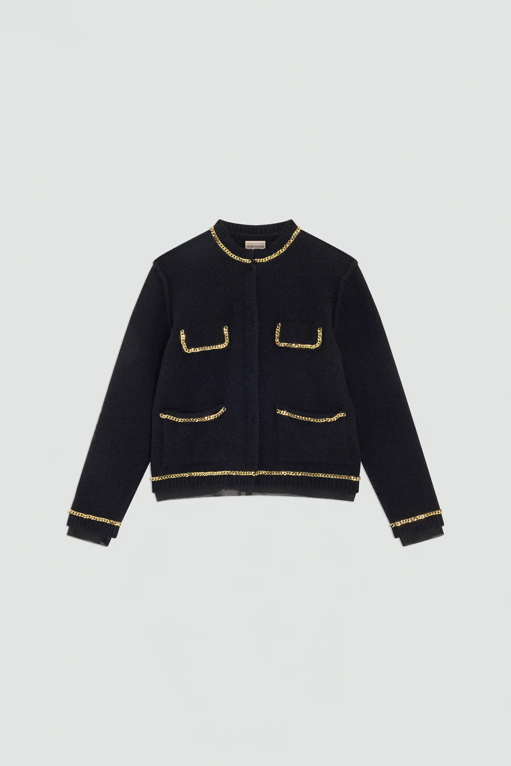 Semicouture Giacca Modello Girocollo con Catene in Misto Alpaca Donna