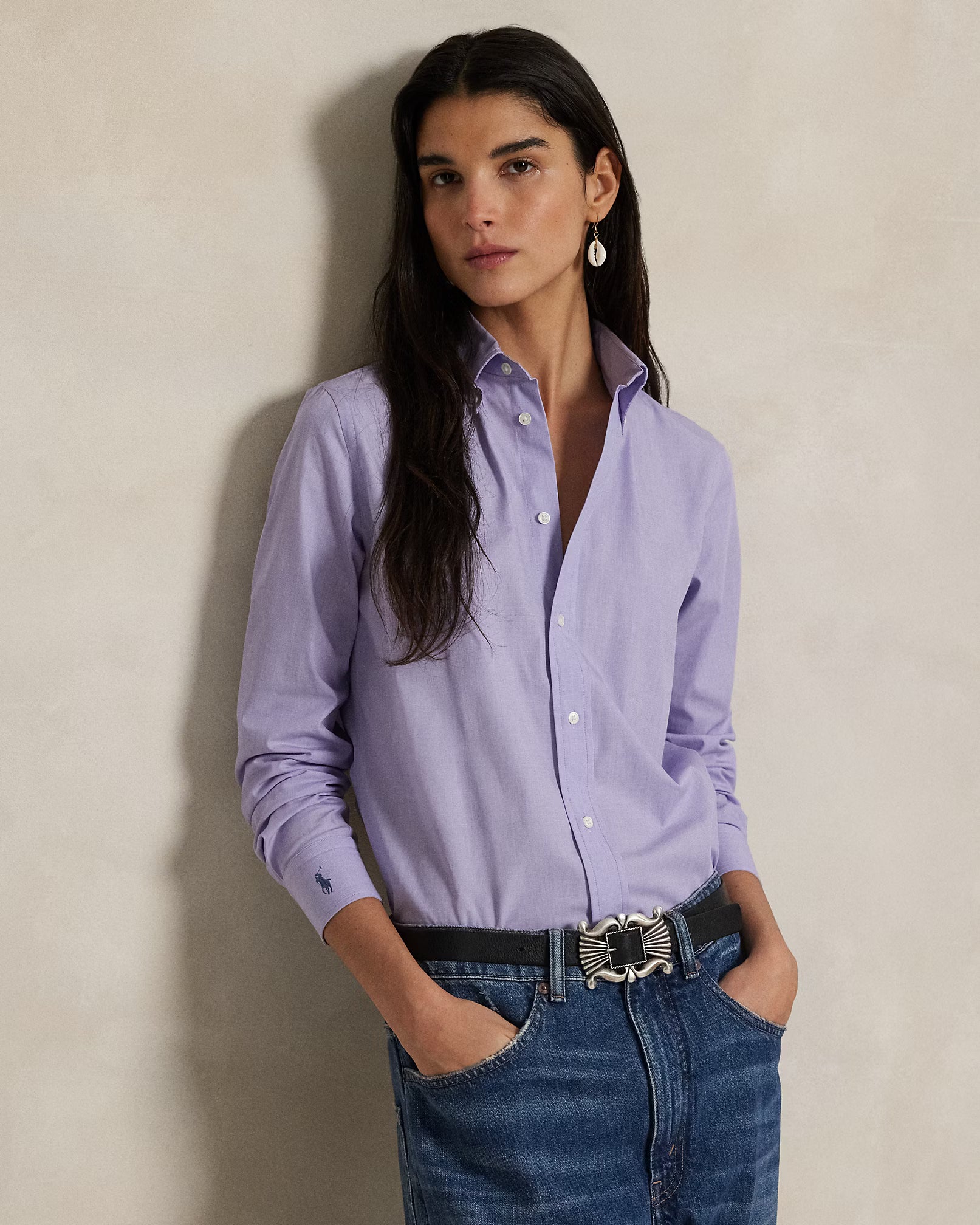 Ralph Lauren Camicia in cotone Stretch Slim-Fit Donna