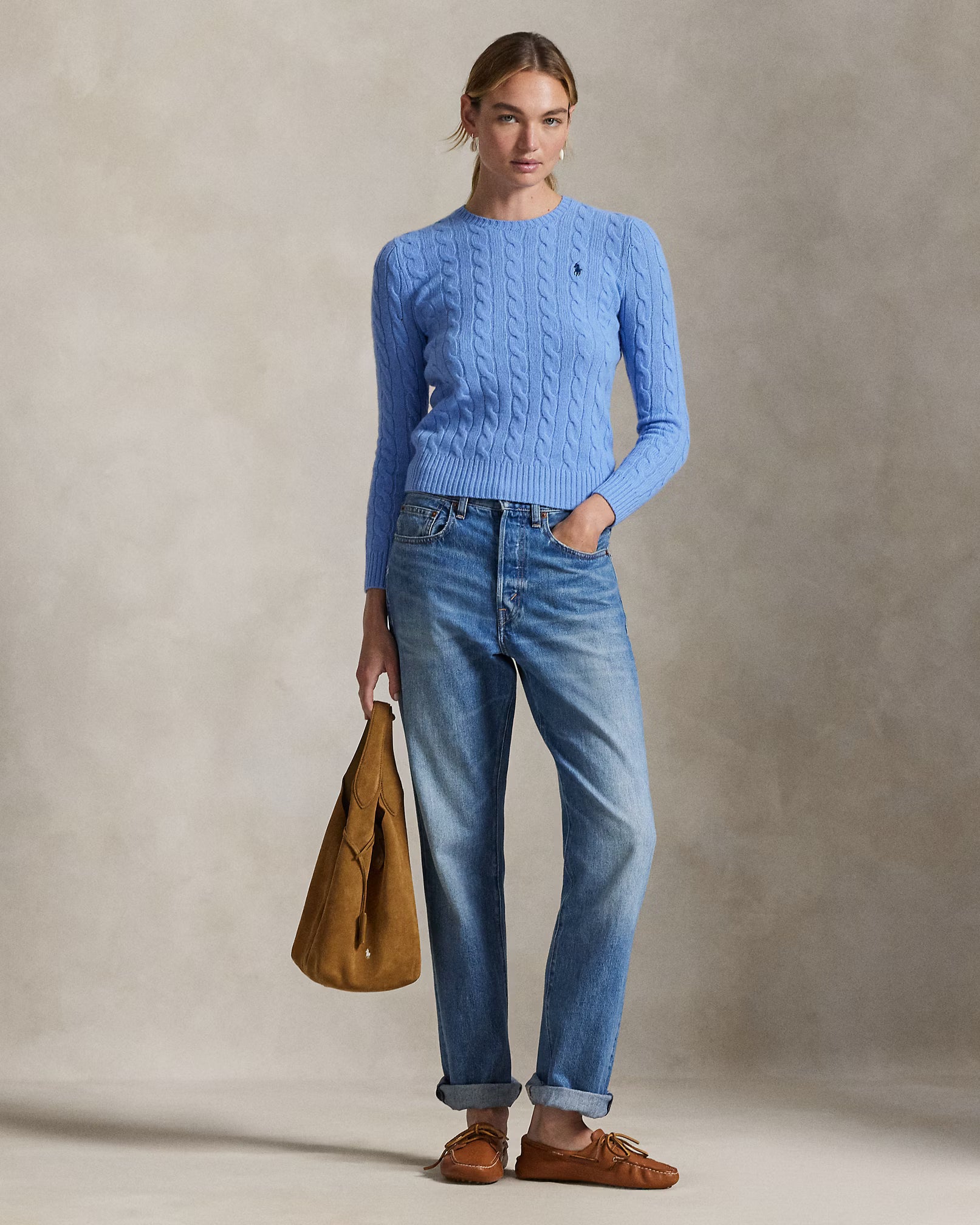 Ralph Lauren Girocollo in lana e cashmere a trecce Donna