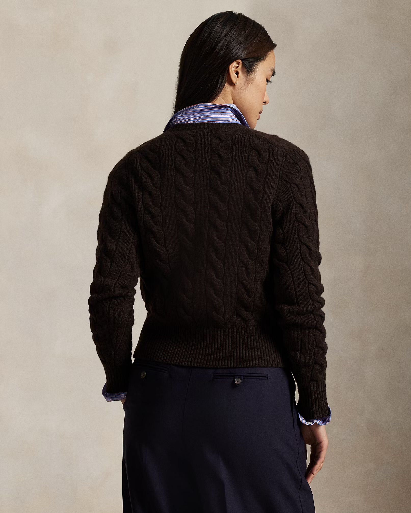Ralph Lauren Cardigan a trecce in lana e cashmere Donna
